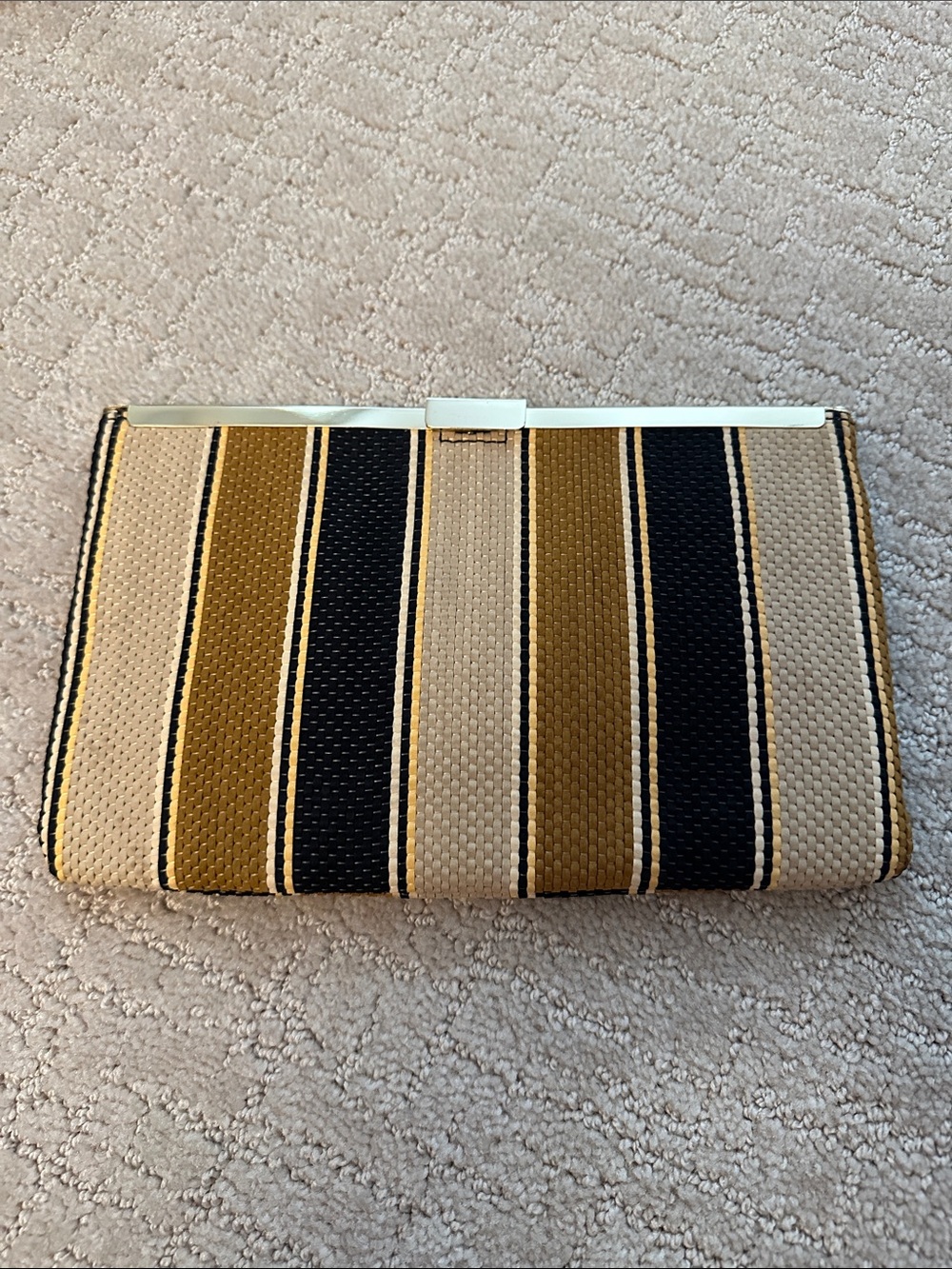 J. Crew Tan & Cream Frame-Top Clutch Summer Neutral